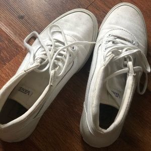 All white high top vans